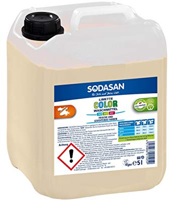 SODASAN Color Flüssigwaschmittel Limette 5 Liter – ökologisch und keine Enzyme und Phosphate, mit natürlichem Duft aus reinen ätherischen Ölen