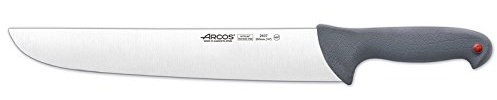 Arcos Serie Colour Prof - Caja 6 uds Cuchillo Carnicero - Hoja de Acero Inoxidable NITRUM de 350 mm - Mango de Polipropileno recubierto de Elastómero Color gris (6 UDS)