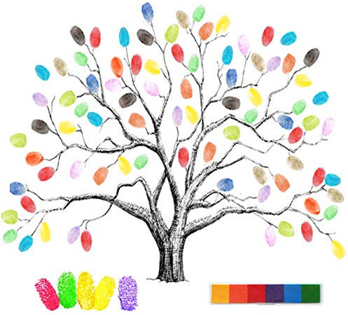 mengger Arbol de Huellas Boda, Libro De visitas La Boda Lienzo Pintura Juego Fiestas Cumpleaños Bricolaje Fuentes Boda Decoración Navidad