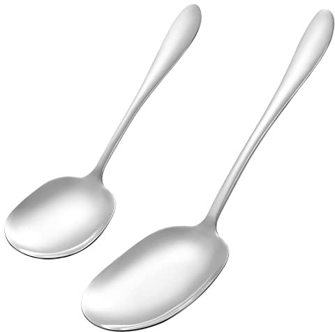 BESTONZON 2pcs Servierlöffel Edelstahl Esslöffel Suppenlöffel Vorlegelöffel Küchenhelfer