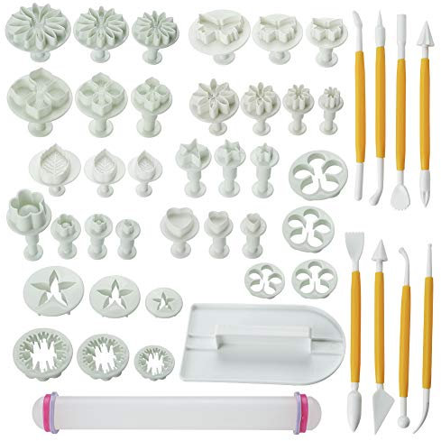 Soleebee 46 Pz Strumenti di Modellazione Fondente Strumenti Di Decorazione Torta Di Cottura Decorazione Di Zucchero Artigianale Strumenti Di Glassa Diver Fiocco Set Lettere Taglierina Biscotti
