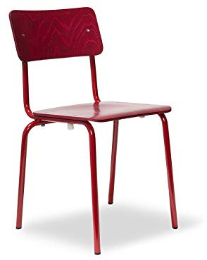 Modulor Kinderstuhl Comeback 041, stapelbarer Stuhl mit 38 cm Sitzhöhe und 68 cm Gesamthöhe, Breite x Länge: 33 cm x 33 cm, Schlichter DDR-Klassiker als Kinderholzstuhl, rot gebeizt, lackiert (rot)