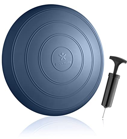 BODYMATE Ballsitzkissen COMFORT inkl. Pumpe NAVY-BLAU 33cm Durchmesser - Balance-Kissen, Sitzballkissen, Luftkissen, Balance Pad - Core-, Fitness-, Reha-, Koordinations- und Rückentraining