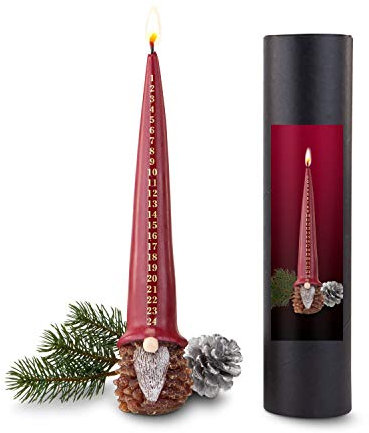 Römer Präsente Geschenkartikel handgemachte Adventskalenderkerze in Wichtelform mit roter Zipfelmütze und süßer Knollennase (Adventskalenderkerze (ca. Ø 8.9 x 34 cm))