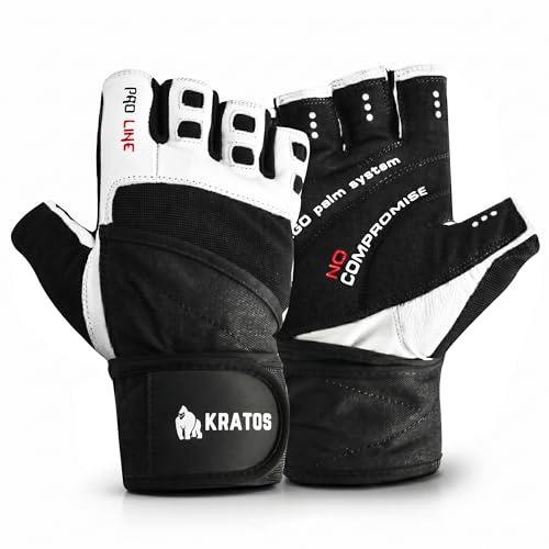 Kratos - Guantes Ergo Gym | Guantes de Halterofilia Ejercicios, Deporte, Entrenamiento Crossfit | Transpirable y Acolchado | Unisexo | Disponible en Diferentes Variantes