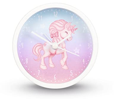 Hama Kinderwecker „Magical Unicorn“ ohne Ticken (Kinderuhr mit Einhorn Motiv, Wecker batteriebetrieben, einstellbare Alarmzeit, ideal auch als Lernuhr) rosa/blau