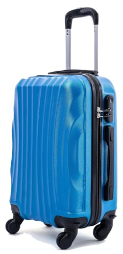 R.Leone Ryanair 55x40x20 cm Valigia Trolley Bagaglio a mano 4 Ruote rimovibile Ultraleggero in ABS Autonomo 20373N (Azzurro Scuro, Valigia 55X40X20cm)