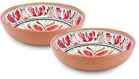 Purely Home Mediterranean - Outdoor/Camping/Picnic - Melamine/Plastic Low Bowls (2)