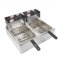 Friteuse électrique en acier inoxydable - Double friteuse - Zones froides - 12 litres - 5000 W - Avec panier à friture - Pour restaurants rapides, collations