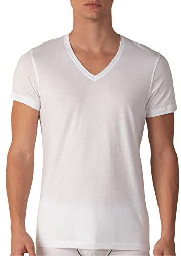 Herrunderkläder bomull V-ringning (3-pack) bomull undertröjor herr kortärmad t-shirt herr vit och färgglad, Vit, M