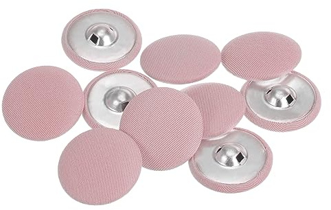 sourcing map 10 Stück 30mm Knöpfe Rosa mit Stoffüberzug, Vintage Stoffknöpfe Bezogen Nähknöpfe Runde Retro Bastelknöpfe Metallschaft für Mantel Strickjacke Anzüge Kleider Blusen