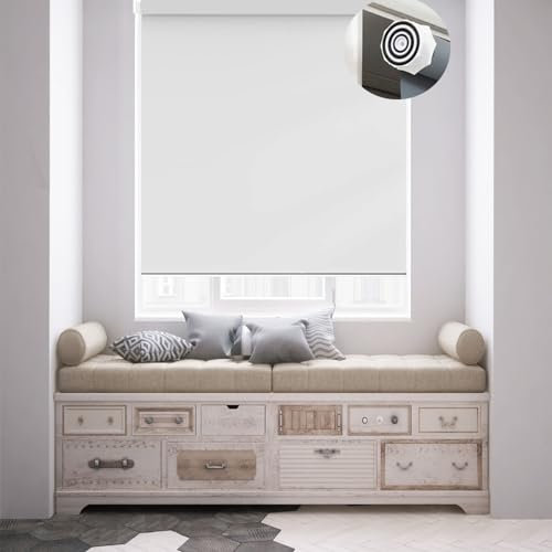 Rollo für Fenster Ohne Bohren 70 x 110 cm Sichtschutz, Lichtschutz, Seitenzugrollo Sonnenschutz Rollo inkl. Zubehör für Türen und Fenster, Weiß