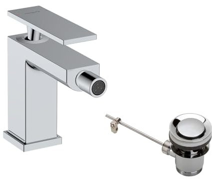 hansgrohe Tecturis E, grifo de bidé con vaciador automático, grifo lavabo 101 mm, mezclador monomando de bidé, cromo