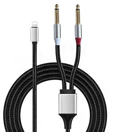 ENJOY-UNIQUE Cable Aux Audio Adapter Lightnin to Dual 6.35mm 1/4 inch Male TRS Stereo 6.6FT/2 M compatible with iphone,ipad for Amplifiers, Speaker,Mixing Consoles,Home Theater Devices