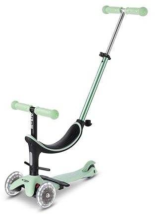 Micro Scooters | Mini Micro 2 Grow LED 4in1 Toddler's Trike | Handlebar Adjustable | Lightweight | 1-6yrs | Boys & Girls | Mint