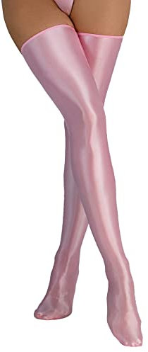 Duohropke Damen Halterlose Strümpfe Wetlook Overknee Stocking Kniestrümpfe Einfarbig Stretch Cosplay Kostüm Gothic Punk Kleidung