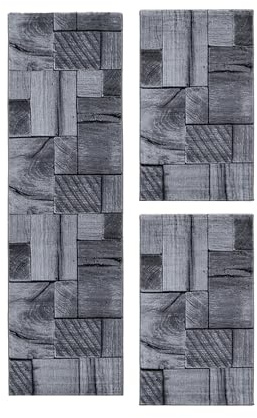 Carpetsale24 Bettumrandung Schlafzimmer 3 teilig Kurzflor Teppich Schwarz Bettvorleger Schlafzimmer Bettset: 2 St. 80x150 cm | 1 St. 80x300 cm - Flauschiger Teppich Läuferset Weich Moderne Design