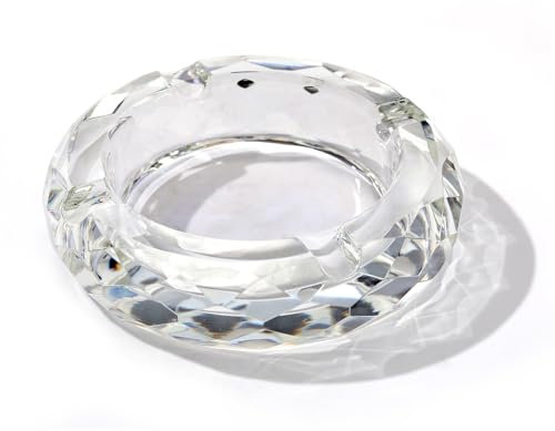 CDXHOME Posacenere in cristallo, elegante porta sigari in cristallo dorato per casa e ufficio scrivania decorazione da tavolo (trasparente, 11,9 cm)