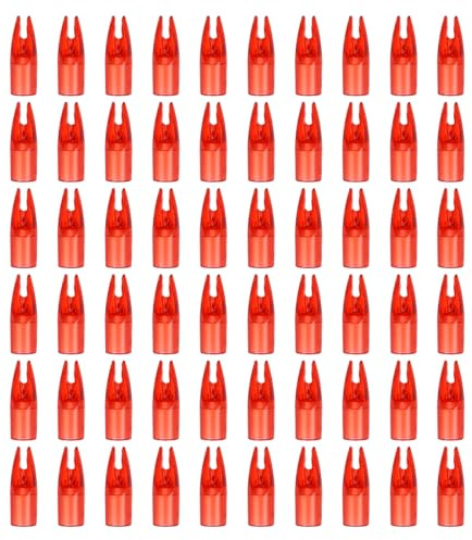 PATIKIL Tir Arc Flèches Encoches 7mm, 60 pcs Plastique Colle sur Flèche Encoche Remplacement pour Chasse Flèches Compound Arc RecuRVe Arc, Transparent Rouge