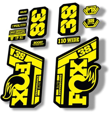 Gabel Ersatz Aufkleber kompatibel für Fox 38 2021 Performance Elite Serie Gelb (matt)
