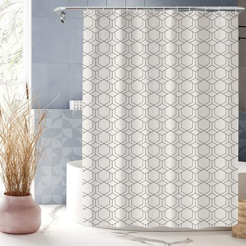 XUEDNGM Anti-Schimmel Wasserdicht Duschvorhänge 120 x 185 cm Anpassbar, Schimmelresistent, Waschbar, Hochwertig Stoff, mit Haken Duschevorhang Duschvorhang Anti-Schimmel, Geometrie