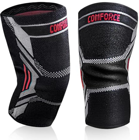 COMFORCE Kniebandage für Damen und Männer, Elastische Kompressions-Kniebandage bei Arthritis, ACL, für Sport und Training – Zur Schmerzlinderung und Postoperativen Genesung (2 Stück)
