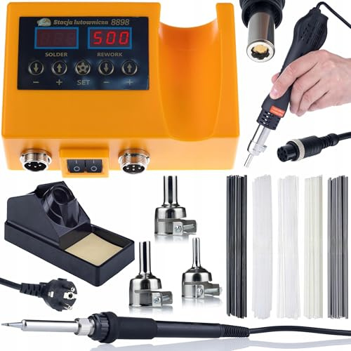 Rosfix Orange Husky OH660 - Stazione di saldatura 2 in 1 con funzione di aria calda e saldatore | 660 W | Saldatura in plastica | Kit di saldatura elettrico per professionisti e hobby.