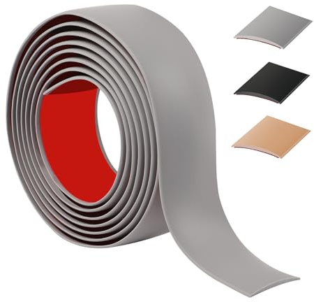 200cm Barre De Seuil Adhesive，Flexible Seuil De Porte Adhesif PVC,Barres De Transition De Seuil Pour La Cuisine/Salon,Profil De Transition Pour Joindre Les Joints De Sol/Carrelage/Laminé（4cm，Grey）