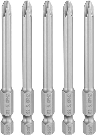 QUARKZMAN 5pcs Embout de tournevis Phillips #2 PH2 1/4 Tige hexagonale 3 (75mm) Long Acier S2 Magnétique de Grade Industriel Embout de Tournevis Cruciforme Électrique 0,197 (5mm) Rod