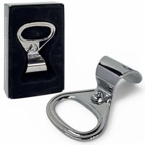 MIJOMA Apribottiglie con design ad anello pull, magnetico, in metallo di alta qualità, cromato, 7 x 5 x 2 cm, elegante e durevole