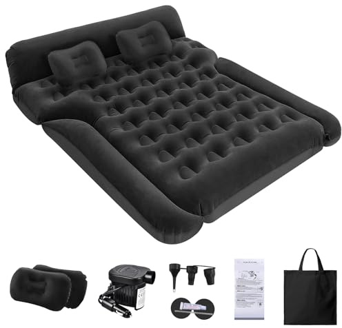 YOOHBERRYS Auto Matratze, 182 * 144cm SUV Auto Luftmatratze mit Luftpumpe, 2 Kissen, Verdickte Beflockung Aufblasbare Auto Bett Kofferraum für Camping Reisen Outdoor (B)