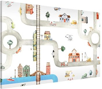 Magnettafel Pinnwand für Magnete Kinderzimmer Magnetboard - Magnetwand Made in Germany - Auto Aquarell Notiztafel bunt Mädchen Jungen Visionboard WBMT_7379 (90x60cm)