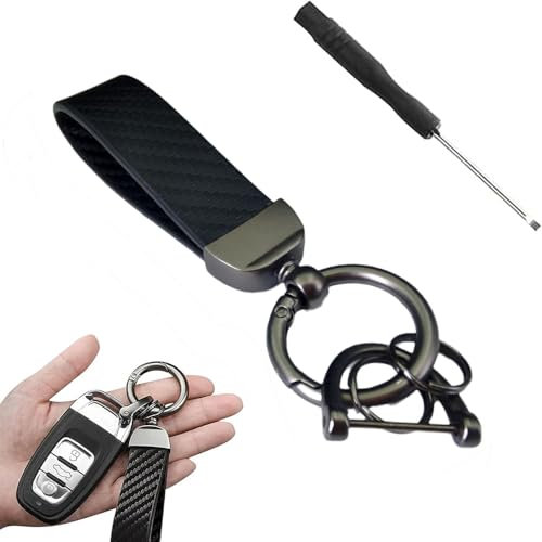 BSFYJXW Porte-clés de Voiture pour Mercedes Benz Mercedes-EQ EQA EQB EQC EQS 300 350 400 580 450+, Portable Porte Clés en De Anneau Anti-Perte Léger Simple Et Pratique Accessoires Voiture,A/Black