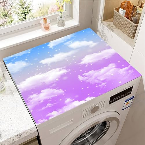 Highdi Housse de Protection pour Machine à Laver Top, Série Cloud Coussin de Machine à Laver Antidérapant, Tapis de Protection pour Dessus Sèche-Linge Buanderie Séchage Rapide (Violet 1,50x60cm)