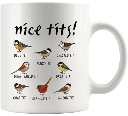Panvola Nice Tits Bird Bird Lover Gifts For Women Men Ornithologists Birds Watchers Watching Mug For Girlfriend Boyfriend Mom Dad Sister Friend Nature Lover Funny Coffee Ceramic Mug 11 oz