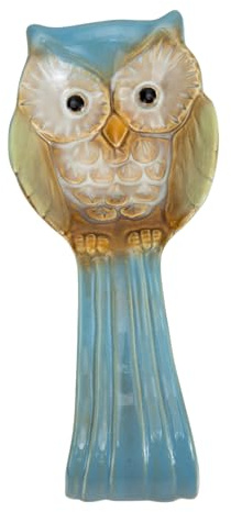 UKCOCO Repose-cuillère Porte-cuillères en Céramique Motif Chouette Bleu 0687 Support Ustensiles de Cuisine Solide Usage Quotidien Décor Salon de Cuisine