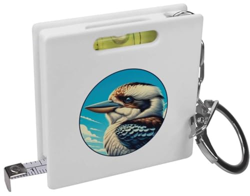 Azeeda 'Blue Winged Kookaburra' Keyring Tape Measure/Spirit Level Tool (KM00046579)