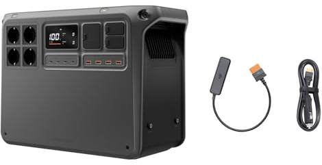 DJI Power 2000 estación de energía portátil 2048 Wh, cable de carga de coche a cable de corriente continua (12 V/24 V), Generador eléctrico para el camping y autocaravanas.