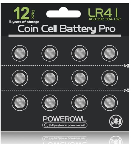 POWEROWL 12-Pack LR41 AG3 392 192 SR41SW L736 LR736 1.5V Alkaline Button Cell Batteries – Long-Lasting Power for Small Electronics