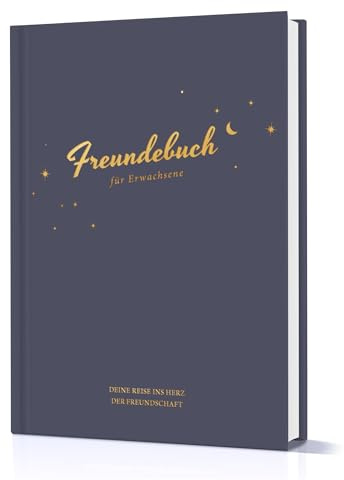 Legezon reundebuch für Erwachsene - Freundschaftsbuch mit persönlichen Fragen - Geschenk für einen Guten Freund - Erinnerungsalbum für bis zu 44 Freunde zum Ausfüllen (Dunkelblau)