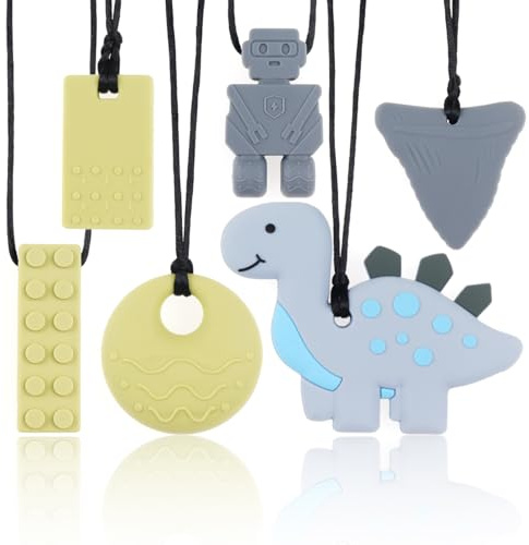 KEFU Colliers à Mâcher Sensoriels pour Enfants 3 Ans+, Lot de 6