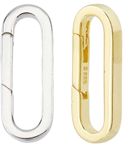 Hobbspring 2 anillos de resorte de plata de ley 925, cierres ovalados dorados y plateados, anillos ovalados de metal para hacer joyas, llaves, bolsos, accesorios de manualidades