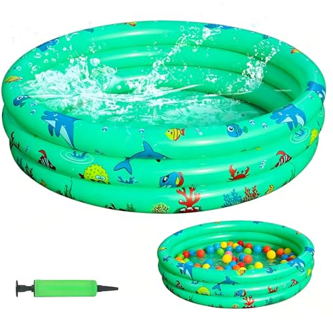 panemy Piscina Hinchable Infantil Summer 80x80x22cm,Piscina Hinchable de Bebés,Piscina Redonda para Bebé Material de PVC Engrosado,Apto para Uso Interior o Exterior (Verde)