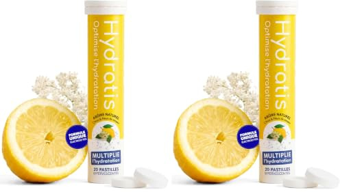 HYDRATIS - Pastilles Hydratation Electrolytes - Citron/Fleur de Sureau - Améliore l'Hydratation et Favorise l'Énergie - Formule Isotonique - Sport, Récupération, Bien-être - 1 tube (20 Pastilles)