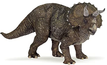 Papo - Grande figurine dinosaure - 22 cm - Tricératops, Rencontre avec le Géant, Jouet enfant dès 3 Ans - Découverte de la Vie Préhistorique et des Dinosaures Herbivores, Vert
