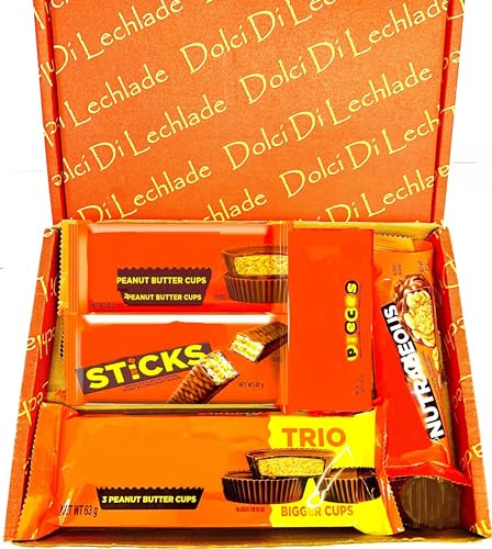 Peanut Butter Chocolate Gift Box by Dolci Di Lechlade | Nut Pieces Cups Bar American Sweets Chocolate Set Present Chocolates Sweet Birthday