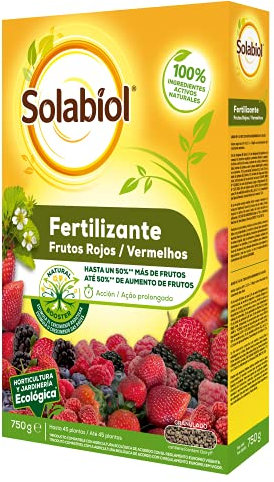 Solabiol Fertilizante para frutos rojos, ingredientes 100% orgánicos con estimulador radicular para una mejora de la cosecha, Amarillo