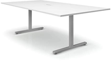 Weber Büro Easy Konferenztisch 240x120 cm Weiß mit ELEKTRIFIZIERUNG Besprechungstisch Tisch, Gestellfarbe:Silber