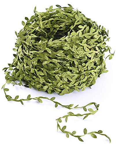 Lvydec Artificial Vine Greenery Garland, 265 Feet Green Leaves Ribbon Fake Ivy Leaf Garland for DIY Wedding Party Craft Wall Decoration