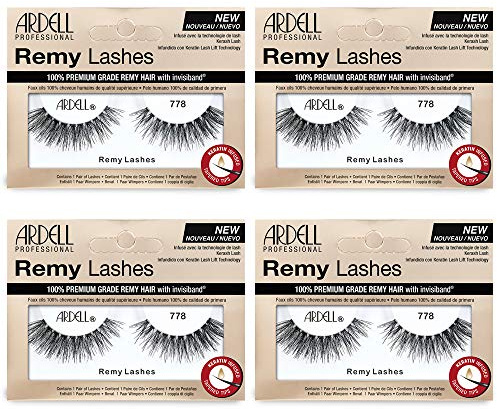 Ardell Remy Lash 778, Premium Grade Remy Hair False Lashes with Invisiband, 4 Pairs
